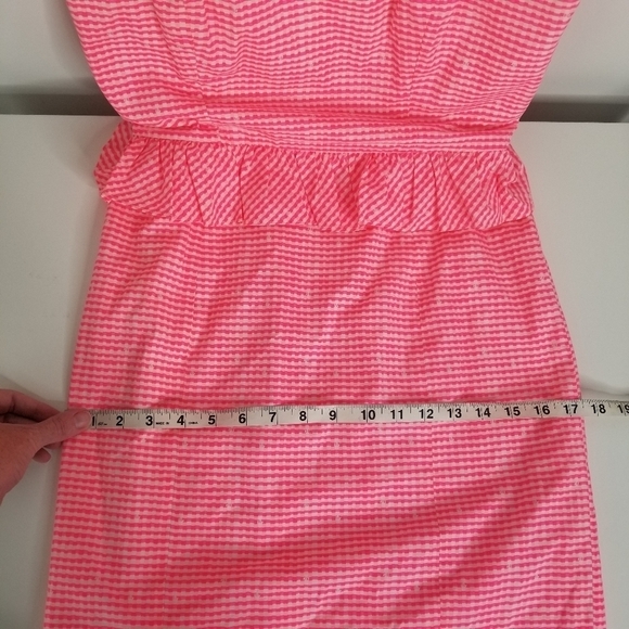 Lilly Pulitzer Lowe Fiesta Pink Pretty Gingham Strapless Peplum Dress Size 4 - Picture 6 of 15